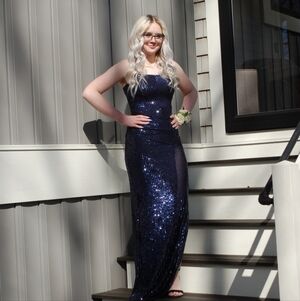 Dazzling Strapless Navy Sequin Dress